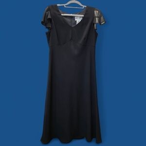 Danny & Nicole Black Midi Dress with Sheer Sleeves